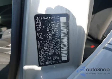 2013 Nissan Juke Sv из США, поврежденный, VIN JN8AF5MR8DT222318